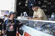 Noah Gragson, right, greets fans prior to the NASCAR All-Star Cup Series auto race at North Wilkesboro Speedway, Sunday, May 21, 2023, in North Wilkesboro, N.C.