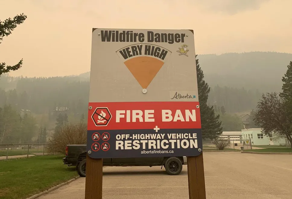 Wildfire warning signage is shown in this image provided by the Government of Alberta Fire Service.