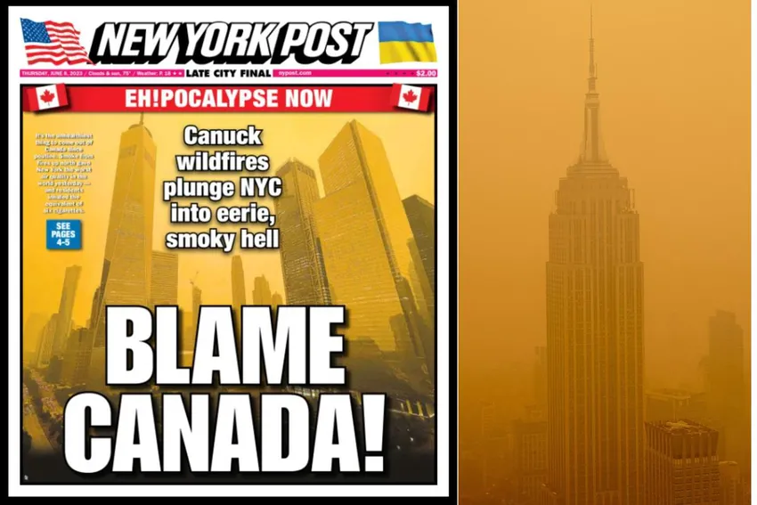 The New York Post had a very pointed headline Thursday after New York City was blanketed in thick smoke Wednesday from the Canadian wildfires.