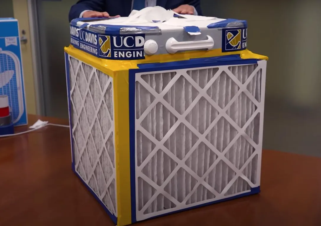 A Corsi-Rosenthal box air purifier, built by Richard L. Corsi, dean of the UC Davis College of Engineering.